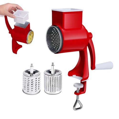 Rotary Cheese Shredder, Nuts Shredder with Handle, Manual Cheese Shredder Rotary Grater, Replaceable Drum Blaades Cheese Shredder, Stainless Steel Drum Blaades, Rotary Grater Slicer for Cheese, Nuts von Joberio