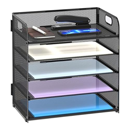 Schreibtisch-Briefablage, 5 Fächer, Netz-Papierhalter, Aufbewahrungsablage, Briefablage, Schreibtisch-Organizer, Schreibtisch-Organizer, Schreibtisch-Organizer, Metallnetz-Schreibtisch-Organizer, A4 von Joberio