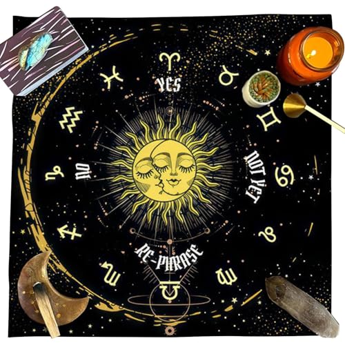 Tarot-Tuch, Samt-Tischdecke, 50 x 50 cm, Gothic-Mondphase, Schmetterling, Sonnenkissen, Tarot-Zubehör für Tarotkarten-Enthusiasten von Joberio