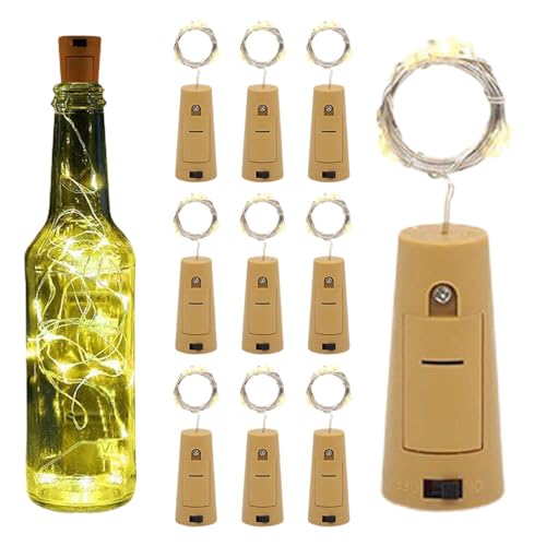 Weinflaschenlichter mit Korken – 10 Stück 20 LEDs Weinflaschenlichter – batteriebetriebene Flaschenverschluss- , LED-Flaschenlichter für Wein-Likörflaschen von Joberio