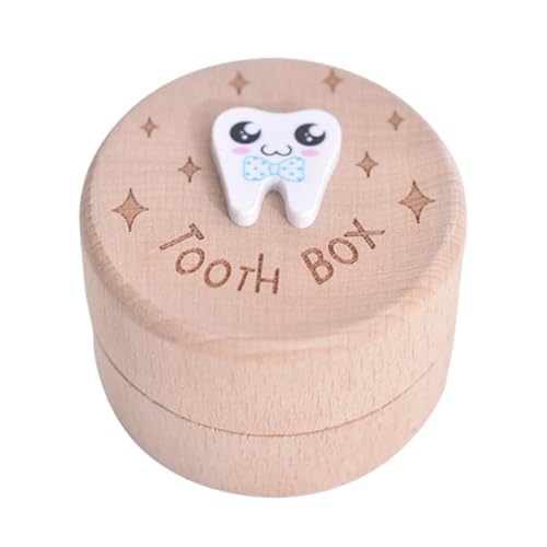 Zahnbox – Holz Kind Zahnschutz Box mit Deckel | Box für verlorene Zähne | Haarzahn Saver | Erster Zahnbehälter | Laubzahnaufbewahrung & Zahnschutz für & Mädchen von Joberio