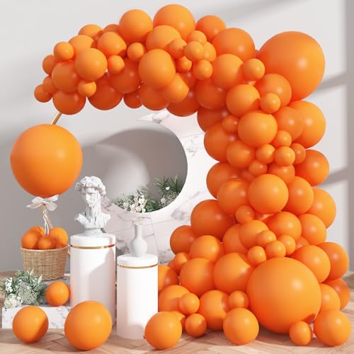 113 Stück Luftballon Orange, 18 12 10 5 Zoll Matt Orange Helium Latex Ballon Girlande Orangen Luftballons Orange Party Ballons luftballongirlande für Geburtstag Babyparty Hochzeit Halloween Party Deko von Jobkoo