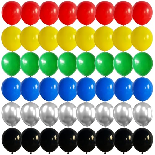 60 Stück Luftballons Bunt Blau Grün Gelb Rot Schwarz Silber Party Ballons, 12 Zoll Superhelden Latex Luftballon Bunt Regenbogen Helium Ballon für Superheld Avenger Carnival Geburtstag Party Dekoration von Jobkoo