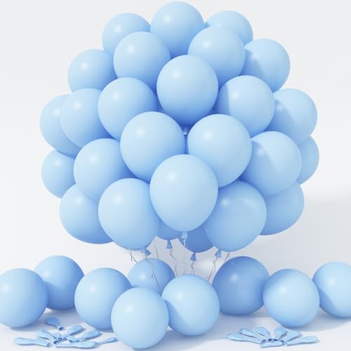 Jobkoo 100 Stück Luftballons Blau, 12 Zoll Matt Pastell Blau Ballon, Hellblaue Latex Helium Luftallon Macaron Blaue Party Ballons Für Junge Geburtstag Hochzeit Verlobung Babyparty Taufe Party Deko von Jobkoo