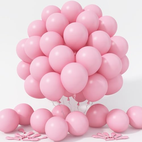 Jobkoo 100 Stück Luftballons Rosa, 12 Zoll Matt Pastell Rosa Ballon Mädchen Hellrosa Pink Latex Helium Luftallon Macaron Pinke Party Ballons Für Prinzessin Geburtstag Hochzeit Verlobung Babyparty Deko von Jobkoo