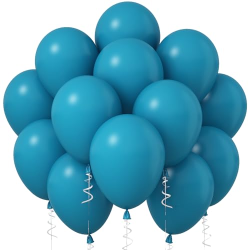 Jobkoo Luftballons Blau, 12 Zoll Matt Türkis Latex Ballon 30 Stück, Pfauenblau Blaugrün Party Ballons, Turquoise Türkis Blaue Helium Luftballon Für Boho Geburtstag Hochzeit Verlobung Babyparty Deko von Jobkoo