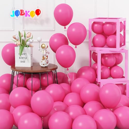 Jobkoo 5 Zoll Luftballons Pink, 60 Stück Klein Rund Matt Pinke Latex Ballons, Mini Rosa Party Ballons, Fuchsia Dunkelpink Helium Ballon Für Barbiprinzessin Geburtstag Hochzeit Verlobung Babyparty Deko von Jobkoo