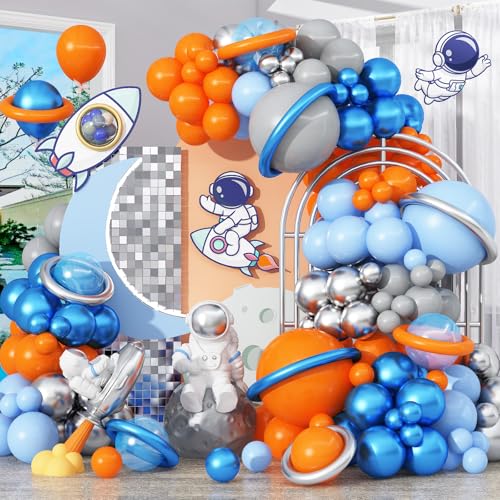 Jobkoo Blaues und orangefarbenes Ballonbogen-Set, hellpastellblau, silberfarben, orange, grau, Latex-Luftballons, Girlande, metallische Planeten-Ballons für Weltraumthema, Geburtstag, Babyparty, Jobkoo Blaues und orangefarbenes Ballonbogen-Set, hellpastellblau, silberfarben, orange, grau, Latex-Luftballons, Girlande, metallische Planeten-Ballons für Weltraumthema, Geburtstag, Babyparty, von Jobkoo