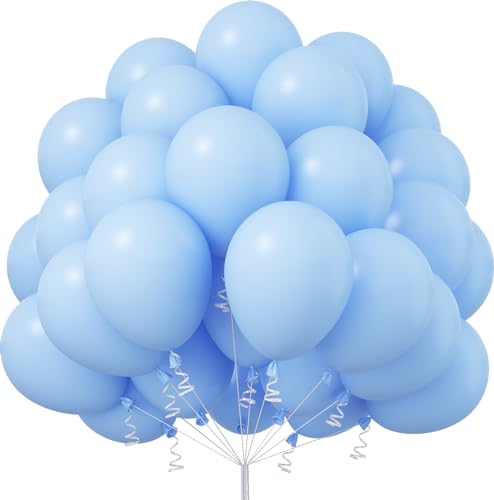 Jobkoo Luftballons Blau, 50 Stück 12 Zoll Matt Pastell Blau Party Ballons, Hellblaue Latex Luftallon, Macaron Blaue Helium Ballon Für Junge Geburtstag Hochzeit Verlobung Babyparty Taufe Party Deko von Jobkoo