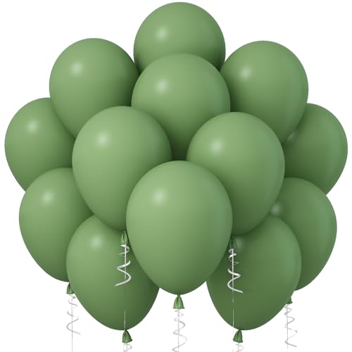 Jobkoo Luftballons Grün, 12 Zoll Matt Salbeigrün Latex Ballon 30 Stück, Boho Eukalyptus Grüne Party Ballons, Avocado Sage Grün Helium Luftballon Olivgrüne Für Geburtstag Babyparty Hochzeit Party Deko von Jobkoo
