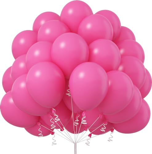 Jobkoo Luftballons Pink, 50 Stück 12 Zoll Matt Party Ballons Pinke, Rosa Latex Luftallon, Dunkel Rosa Fuchsia Dunkelpink Helium Ballon Für Barbiprinzessin Geburtstag Hochzeit Verlobung Babyparty Deko von Jobkoo