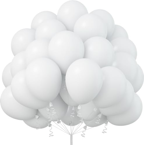 Jobkoo Luftballons Weiß, 50 Stück 12 Zoll Matt Party Ballons Weiss, Weiße Latex Luftallon, Weisse Helium Ballon Für Männer Frauen Geburtstag Hochzeitsdeko Verlobung Babyparty Taufe Party Deko von Jobkoo