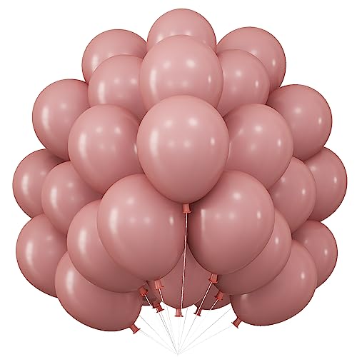 Luftballons Altrosa, 50 Stück Doppelschichten Retro Rosa Party Ballons Vintage Rosa Luftballon 10 Zoll, Staubige Rosa Blush Latex Helium Ballon Set für Mädchen Geburtstag Boho Hochzeit Baby Party Deko von Jobkoo