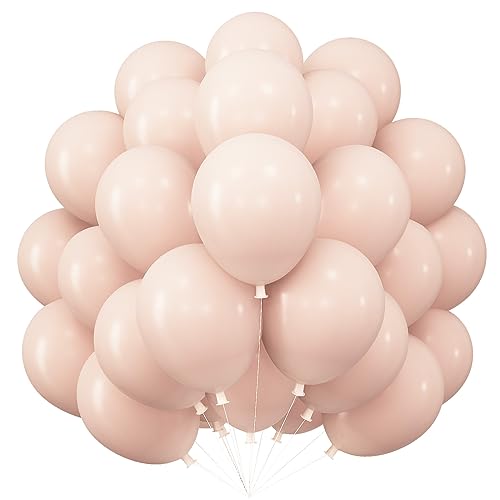 Luftballons Beige, 50 Stück 10 Zoll Doppelschichten Weiß Creme Helium Latex Ballon, Vintage Apricot Weiss Nude Luftballon Retro Nackt Altrosa Party Ballons für Geburtstag Babyparty Hochzeit Party Deko von Jobkoo