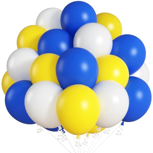 Luftballons Blau Gelb, 12 Zoll Weiße Gelb Blau Party Ballons Latex Luftballon Dunkelblau Gelbe Weiss Helium Ballon Set für Kinder Geburtstag Babyparty Verlobung Jahrestag Hochzeit Party Dekoration von Jobkoo