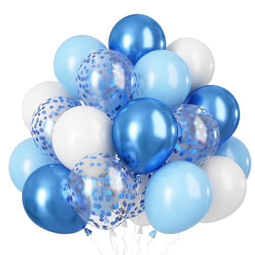 Luftballons Blau Weiss, Metallic Blau Hellblau Weiß Ballon mit Blau Konfetti Helium Ballons, Luftballon Weiße Baby Blau Latex Party Ballons für Kinder Geburtstag Taufe Hochzeit Oktoberfest Party Deko Luftballons Blau Weiss, Metallic Blau Hellblau Weiß Ballon mit Blau Konfetti Helium Ballons, Luftballon Weiße Baby Blau Latex Party Ballons für Kinder Geburtstag Taufe Hochzeit Oktoberfest Party Deko von Jobkoo