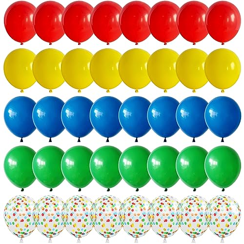 Luftballons Bunt, 60 Stück Bunte Luftballons mit Rot Blau Grün Gelb Konfetti Luftballons, Regenbogen Luftballons Geburtstag Luftballon Kindergeburtstag für Junge Karneval Geburtstag Party Deko von Jobkoo