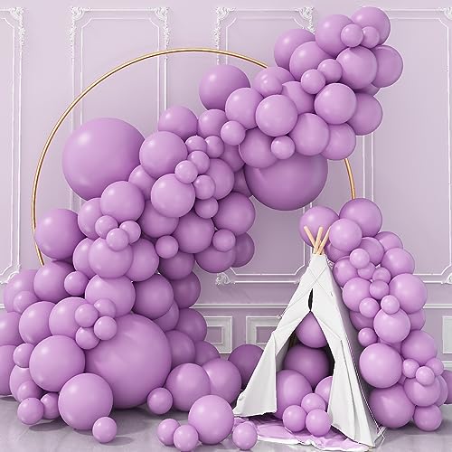 Luftballons Lila Doppelschichten 18 12 10 5 Zoll Pastell Lila Luftballon Girlande Violett Latex Ballongirlande Hell Lila Helium Luftballons Set für Mädchen Schmetterling Geburtstag Hochzeit Party Deko von Jobkoo