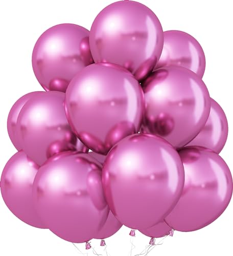Luftballons Metallic Pink, 30 Stück 12 Zoll Chrom Magenta Rosa Ballons, Glänzend Dickes Fuchsia Dunkelpink Metallisch Latex Helium Partyballon Set für Mädchen Frau Geburtstag Hochzeit Babyparty Deko von Jobkoo