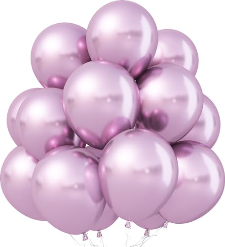 Luftballons Metallic Rosa, 30 Stück 12 Zoll Chrom Hellrosa Ballons, Glänzend Retro Rosa Metallisch Latex Helium Partyballon Set für Mädchen Hochzeitstag Verlobung Jubiläum Geburtstag Babyparty Deko von Jobkoo