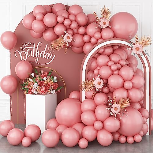 Luftballons Retro Rosa, 113 Stück Altrosa Luftballon Girlande Rosa Ballongirlande 18 Zoll 12 Zoll 10 Zoll 5Zoll, Staubige Rosa Blush Latex Helium Ballons Set für Mädchen Geburtstag Hochzeit Party Deko von Jobkoo