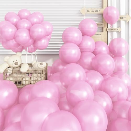 Luftballons Rosa 12 Zoll, 60 Stück Perlen Pastell Pink Ballons, Perlmutt Hellrosa Latex Helium Luftballons Geburtstag Mädchen für Frauen Prinzessin Hochzeit Geburtstag Babyparty Rosa Dekorations von Jobkoo