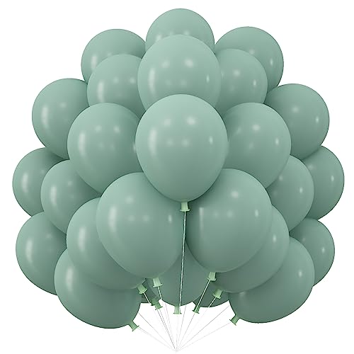 Luftballons Salbeigrün, 50 Stück Doppelschichten Grün Party Ballons 10 Zoll, Luftballon Retro Olivgrüne Sage Eukalyptus Grün Latex Helium Ballons für Dschungel Safari Geburtstag Hochzeit Party Deko von Jobkoo