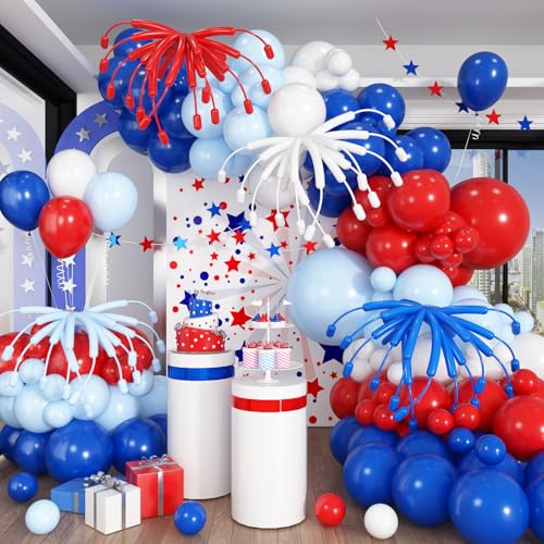 Rot-weiß-blaues Ballonbogen-Set, 30,5 cm, königliches hellblau, rot, weiß, Latex-Heliumballon-Girlande für königliches patriotisches Platinjubiläum, königliche Union Jack, Geburtstag, Babyparty Rot-weiß-blaues Ballonbogen-Set, 30,5 cm, königliches hellblau, rot, weiß, Latex-Heliumballon-Girlande für königliches patriotisches Platinjubiläum, königliche Union Jack, Geburtstag, Babyparty von Jobkoo