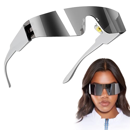 Jocanova Futuristische Sonnenbrille,Techno Brille,Schnelle Brille,Space Brille Alien Brille set,Halloween Brillen,Futuristische Verspiegelte Sonnenbrille,Funbrille,Partybrille,Cosplay Kostüm Zubehör von Jocanova
