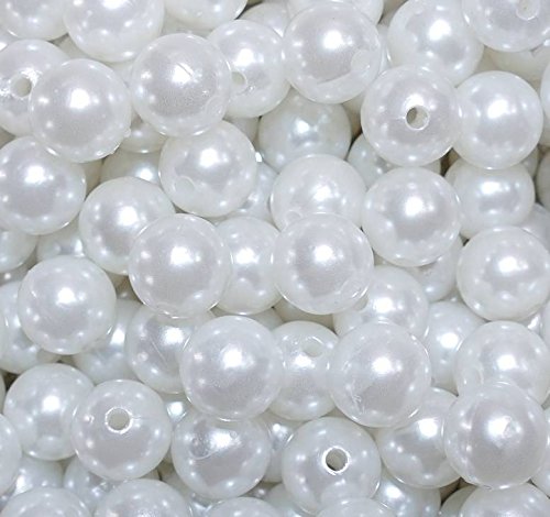 Unbekannt 100 x Kunstperle 14mm Perlen Wachsperlen Dekoperlen Bastelperlen mit Loch weiß von Jocbinltd