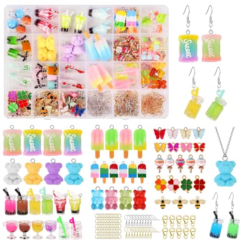Jodimitty 245 Stück Ohrringe Selber Machen Set Bubble Tea Anhänger Candy Bär Schmetterling Kleeblatt Charms für Armband Halsketten Ohrringe Schmuck DIY Schlüsselanhänger (16 Farben), J7NI54QT2I0M Jodimitty 245 Stück Ohrringe Selber Machen Set Bubble Tea Anhänger Candy Bär Schmetterling Kleeblatt Charms für Armband Halsketten Ohrringe Schmuck DIY Schlüsselanhänger (16 Farben), J7NI54QT2I0M von Jodimitty