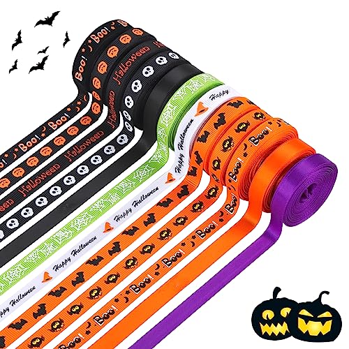 12 Rollen Halloween Satinband,54m Halloween Geschenkband,Geist Kürbis Fledermaus Spinne Schleifenband,Satin Dekoband Geschenkverpackung,Basteln Grosgrain Bänder Dekoband für Halloween Party DIY Dekor 12 Rollen Halloween Satinband,54m Halloween Geschenkband,Geist Kürbis Fledermaus Spinne Schleifenband,Satin Dekoband Geschenkverpackung,Basteln Grosgrain Bänder Dekoband für Halloween Party DIY Dekor von Jodsen