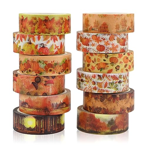 12 Rollen Thanksgiving Washi Tape Set Masking Klebeband Kürbis Maple Blätter Multi-Muster Dekoratives Washi Tape Orange Japaner Selbstkleberpapier Aufkleber Ästhetisches Pastellband für Sammelalben 12 Rollen Thanksgiving Washi Tape Set Masking Klebeband Kürbis Maple Blätter Multi-Muster Dekoratives Washi Tape Orange Japaner Selbstkleberpapier Aufkleber Ästhetisches Pastellband für Sammelalben von Jodsen