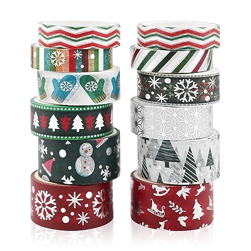 12 Rollen Weihnachten Washi Tape Set,Weihnachtsmuster Folie Dekoband Klebeband Bunt für Handwerk,Dekorative Klebeband zum Basteln,Masking Klebeband Bunt Abdeckband Tape Dekorieren Sie Ihr Scrapbook 12 Rollen Weihnachten Washi Tape Set,Weihnachtsmuster Folie Dekoband Klebeband Bunt für Handwerk,Dekorative Klebeband zum Basteln,Masking Klebeband Bunt Abdeckband Tape Dekorieren Sie Ihr Scrapbook von Jodsen