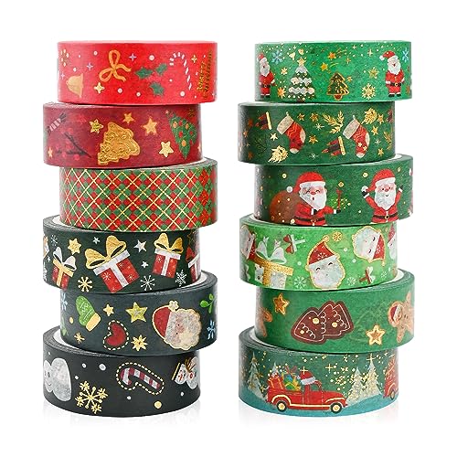 12 Rolls Weihnachten Washi Tape Set Snowman Xmas Tree Dekorative Washi Tape Santa Claus Masking Papierklebeband Klebeband Dekorative Urlaubs Geschenkverpackungsband für Scrapbooking DIY Craft Journal 12 Rolls Weihnachten Washi Tape Set Snowman Xmas Tree Dekorative Washi Tape Santa Claus Masking Papierklebeband Klebeband Dekorative Urlaubs Geschenkverpackungsband für Scrapbooking DIY Craft Journal von Jodsen
