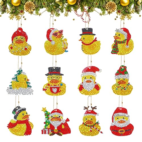 12 Stück Weihnachten 5D Diamond Painting Anhänger,Weihnachten Ente DIY Diamant Malerei Schlüsselanhänger Kits für Kinder Erwachsene,Schlüsselbund Strass Malerei Stickerei Kunst Ornamente Dekoration 12 Stück Weihnachten 5D Diamond Painting Anhänger,Weihnachten Ente DIY Diamant Malerei Schlüsselanhänger Kits für Kinder Erwachsene,Schlüsselbund Strass Malerei Stickerei Kunst Ornamente Dekoration von Jodsen