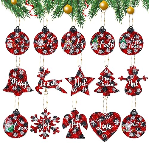 15 PCS Weihnachts Diamantmalerei Schlüsselketten Kit Rot Weihnachtskugeln 5D DIY Diamond Art Schlüsselanhänger Schneeflocke Glocken Mosaik Diamant Anhänger Painting Schlüsselbund für Kinder Erwachsene 15 PCS Weihnachts Diamantmalerei Schlüsselketten Kit Rot Weihnachtskugeln 5D DIY Diamond Art Schlüsselanhänger Schneeflocke Glocken Mosaik Diamant Anhänger Painting Schlüsselbund für Kinder Erwachsene von Jodsen