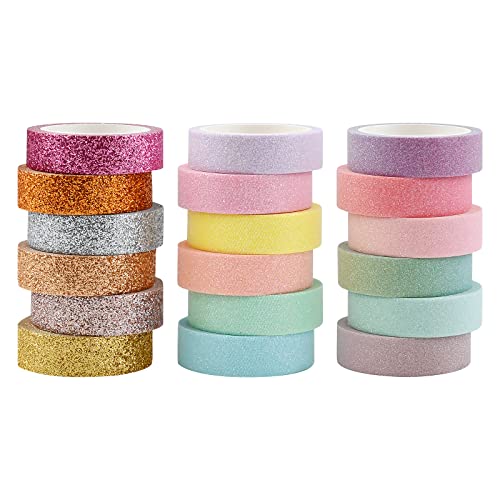18 Rollen Washi Tape Set, 12mm Bunte Glitzernde Bänder Dekrativer Klebeband, Dekoratives Maskierungsband für Scrapbooking, Journal, DIY Kunsthandwerk, Geschenkverpackungen, Bücher, Alben, Wände 18 Rollen Washi Tape Set, 12mm Bunte Glitzernde Bänder Dekrativer Klebeband, Dekoratives Maskierungsband für Scrapbooking, Journal, DIY Kunsthandwerk, Geschenkverpackungen, Bücher, Alben, Wände von Jodsen