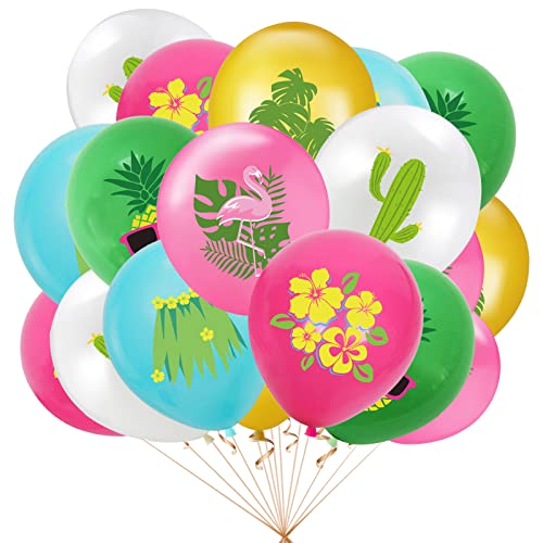18 Stück Hawaiian Party Ballons Set, Hawaiian Tropical Summer Party Dekorationen Latex Ballons, Flamingo Ananas Kaktus bedruckte Ballons für Aloha Beach Pool Tiki Tropical Luau Birthday Party von Jodsen