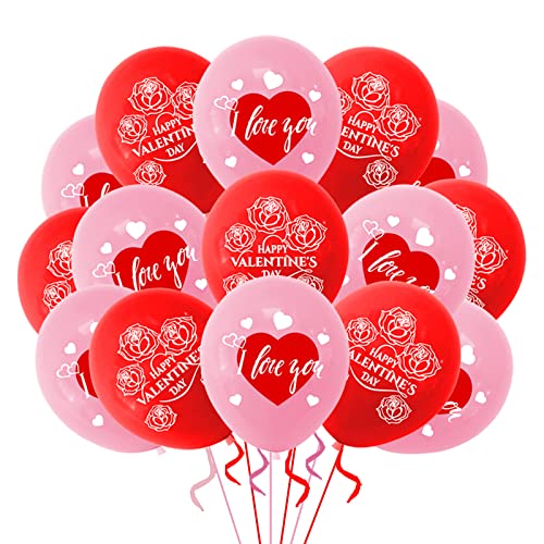 18 Stück Luftballons Rot, Valentinstag Dekoration Ballons Gedruckt mit Herz | Happy Valentines's Day| I Love You, Valentines Latex Luftballons Set für Valentinstag, Jahrestag Verlobung Hochzeit Party von Jodsen