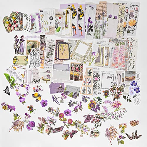 200 Stück Vintage Scrapbooking Aufkleber Set,Ästhetische Dekoratives Aufkleber,Retro Journal Zubehör,Washi Sticker DIY Kunst Basteln,Natürliche Tiere Blumen,zum Sammelalbum Fotoalbum Album Tagebuch von Jodsen