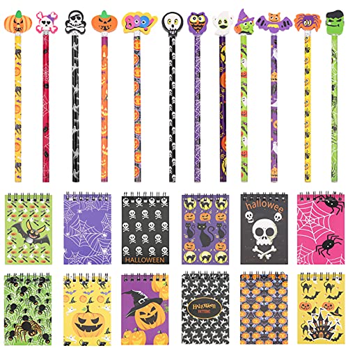 36 Stücke Mini Halloween Notizblöcke,12 Stück Halloween Notizblöcke Spiral Notiz 12-teilige Halloween-Bleistifte und 12-teilige Halloween-Radierer Halloween Cartoon Notizblock Notizbuch für Halloween 36 Stücke Mini Halloween Notizblöcke,12 Stück Halloween Notizblöcke Spiral Notiz 12-teilige Halloween-Bleistifte und 12-teilige Halloween-Radierer Halloween Cartoon Notizblock Notizbuch für Halloween von Jodsen
