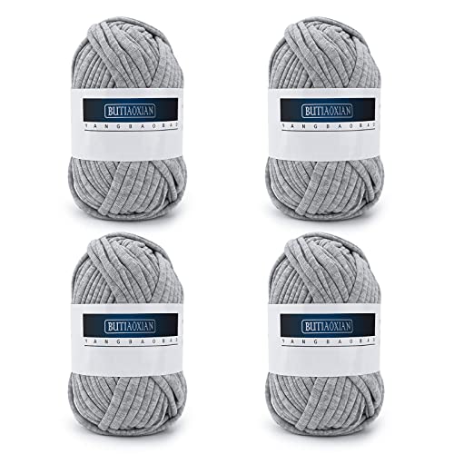 4 Pack 100g Grobes Baumwolle Garn zum Stricken und Häkeln T-Shirt Band Garn Strickgarn Baumwolle Überwurfgarn Weiches Großes Garn Häkelgarn Set für Korb Taschen Decken Hüte Spielzeug Schuhe Grau 4 Pack 100g Grobes Baumwolle Garn zum Stricken und Häkeln T-Shirt Band Garn Strickgarn Baumwolle Überwurfgarn Weiches Großes Garn Häkelgarn Set für Korb Taschen Decken Hüte Spielzeug Schuhe Grau von Jodsen
