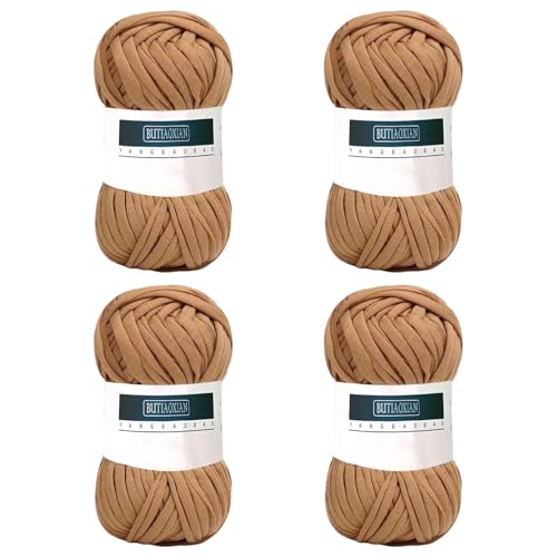 4 Pack 100g Grobes Baumwolle Garn zum Stricken und Häkeln T-Shirt Band Strickgarn Baumwolle Überwurfgarn Weiches Großes Garn Häkelgarn Set für Korb Taschen Decken Hüte Spielzeug Schals Braun 4 Pack 100g Grobes Baumwolle Garn zum Stricken und Häkeln T-Shirt Band Strickgarn Baumwolle Überwurfgarn Weiches Großes Garn Häkelgarn Set für Korb Taschen Decken Hüte Spielzeug Schals Braun von Jodsen