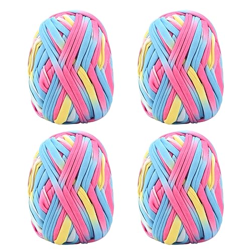 4 Pack 100g Mehrfarbiges Grobes Baumwolle Garn Zum Stricken Und Häkeln - T-Shirt Band Strickgarn Überwurfgarn Weiches Großes Häkelgarn Set Für Korb Taschen Decken Hüte Spielzeug C 4 Pack 100g Mehrfarbiges Grobes Baumwolle Garn Zum Stricken Und Häkeln - T-Shirt Band Strickgarn Überwurfgarn Weiches Großes Häkelgarn Set Für Korb Taschen Decken Hüte Spielzeug C von Jodsen