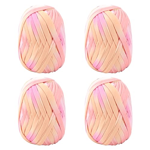 4 Pack 100g Mehrfarbiges Grobes Baumwolle Garn Zum Stricken Und Häkeln - T-Shirt Band Strickgarn Überwurfgarn Weiches Großes Häkelgarn Set Für Korb Taschen Decken Hüte Spielzeug D 4 Pack 100g Mehrfarbiges Grobes Baumwolle Garn Zum Stricken Und Häkeln - T-Shirt Band Strickgarn Überwurfgarn Weiches Großes Häkelgarn Set Für Korb Taschen Decken Hüte Spielzeug D von Jodsen