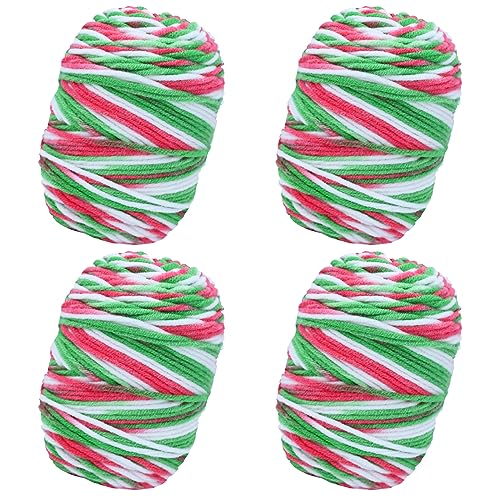 4 x 45g Buntes Garn zum Stricken, 4-fach Geschmolzene Baumwolle Sockenwolle zum Stricken, Garn zum Häkeln und Stricken von Socken, Mützen, Schals, Pullovern (31 Rot, Weiß, Grün) von Jodsen