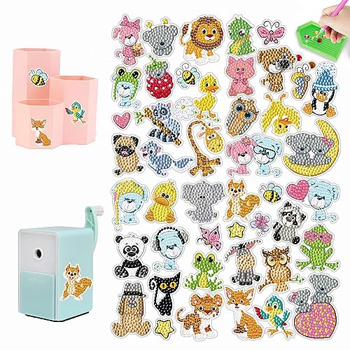 47 Stück Animal 5D Diamond Painting Kinder Set DIY Cartoon Kreativ Diamant Malerei Aufkleber Multi Muster Animal Mosaik Basteln Schmücken Diamant Aufkleber Painting Geschenke für Jungen Mädchen von Jodsen