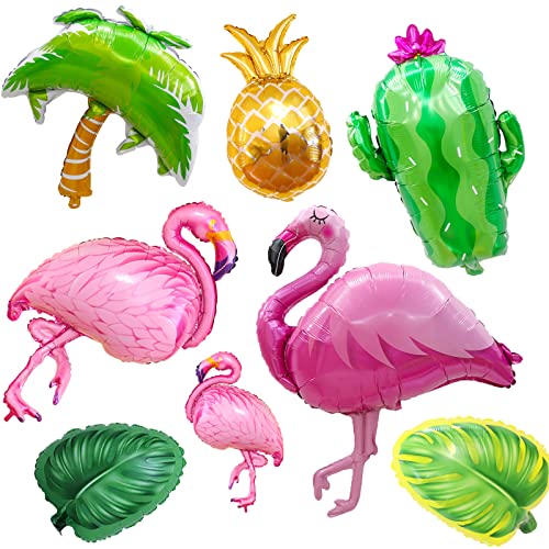 8 Hawaii Flamingo Ballons Groß, Aloha Luftballons Dekoration Hawaii-Folienballons Luau Luftballons Deko Tropische Party Ananas Ballons für Sommer Strandparty, Kinder Geburtstag, Schungel Themenparty von Jodsen