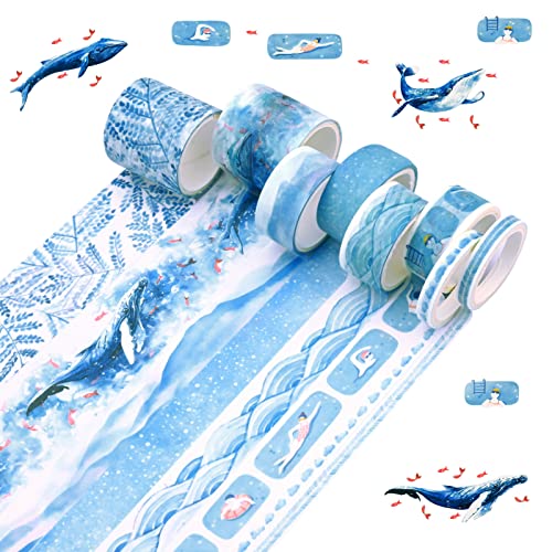 8 Rollen Blau Washi Tape Set Multi-Muster Dekoratives Masking Tape Pastell Washi Tape Making Scrapbooking Tape Dekorative Klebeband Washi Klebeband Handwerk für Planen Geschenkverpackung Arts Bastel 8 Rollen Blau Washi Tape Set Multi-Muster Dekoratives Masking Tape Pastell Washi Tape Making Scrapbooking Tape Dekorative Klebeband Washi Klebeband Handwerk für Planen Geschenkverpackung Arts Bastel von Jodsen